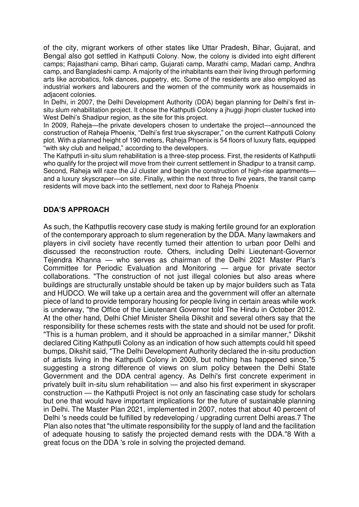 Kathputli Colony — Draft Report — page 2/2