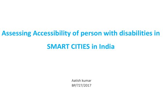 Cover of Assessing Accessibility in Smart Cities